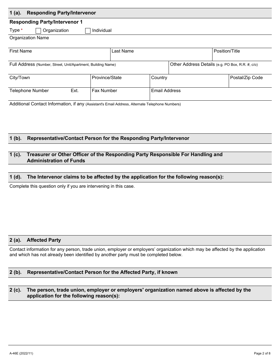 Form A-46 Response / Intervention - Application Concerning Failure to Furnish Financial Statement - Ontario, Canada, Page 2