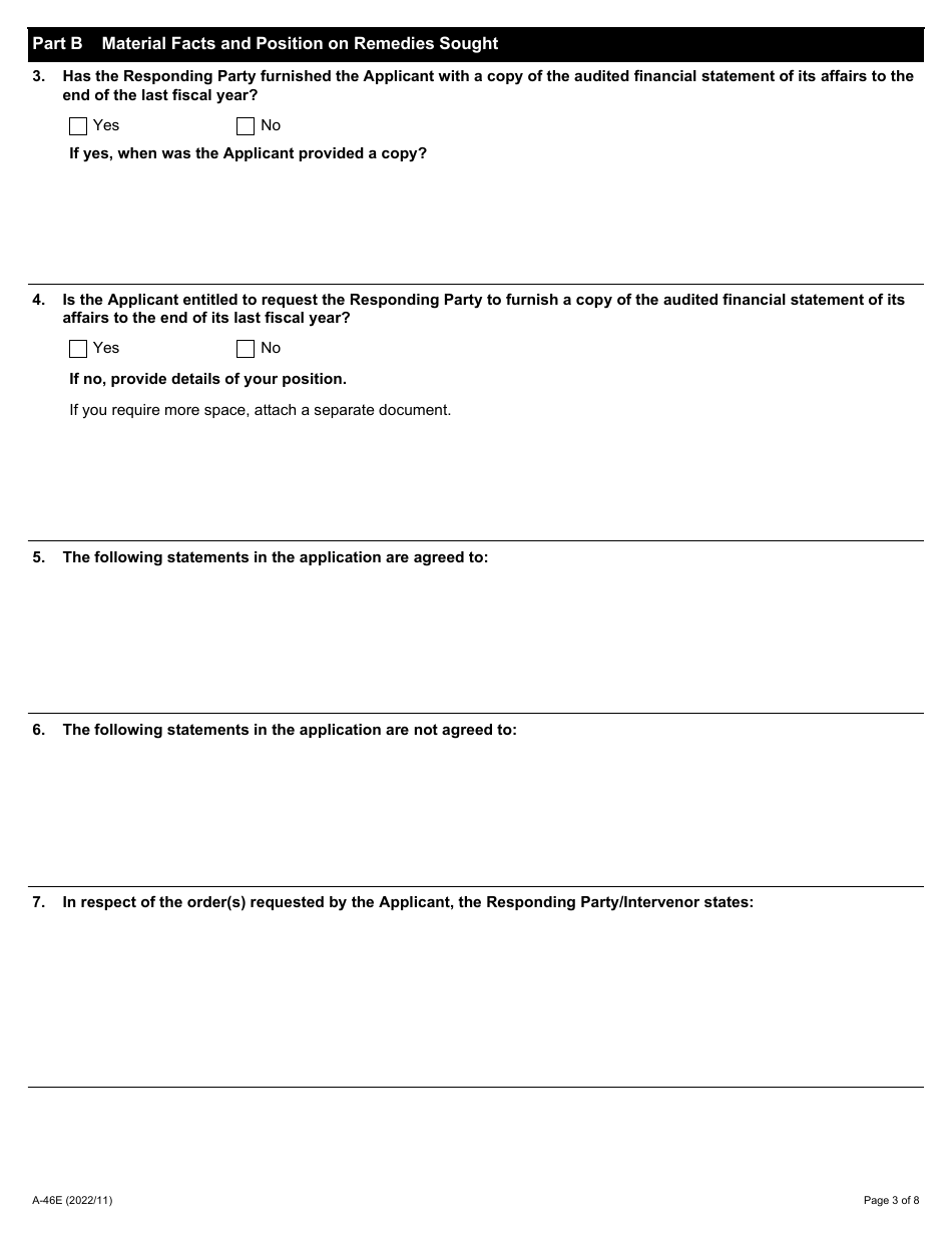 Form A-46 Response / Intervention - Application Concerning Failure to Furnish Financial Statement - Ontario, Canada, Page 3