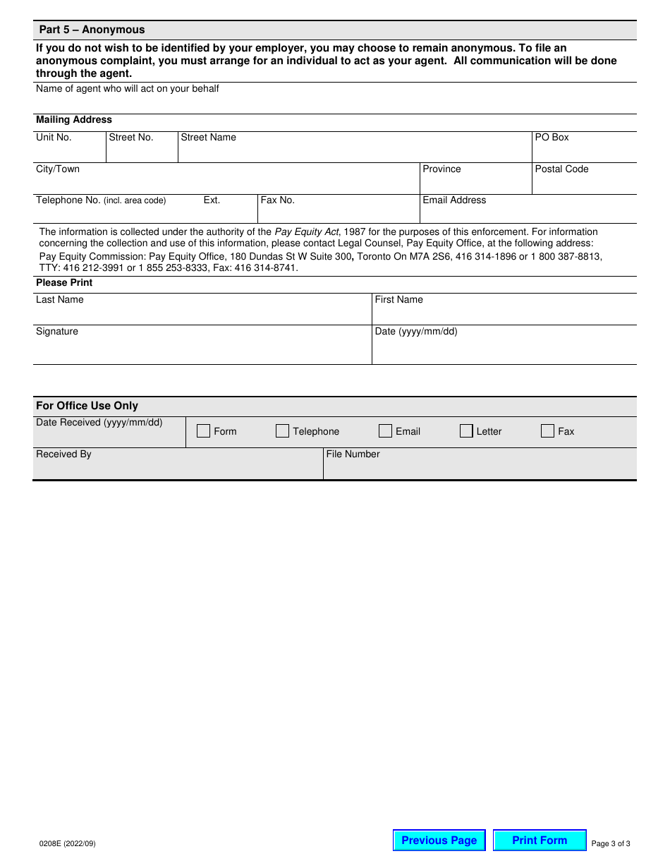 Form 0208E Application for Review Services - Ontario, Canada, Page 3