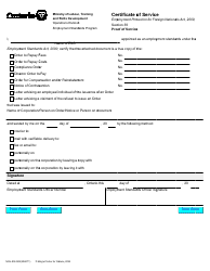 Document preview: Form MOL-ES-059 Certificate of Service - Proof of Service - Ontario, Canada