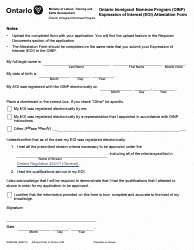 Document preview: Form ON00240E Expression of Interest (Eoi) Attestation Form - Ontario Immigrant Nominee Program (Oinp) - Ontario, Canada