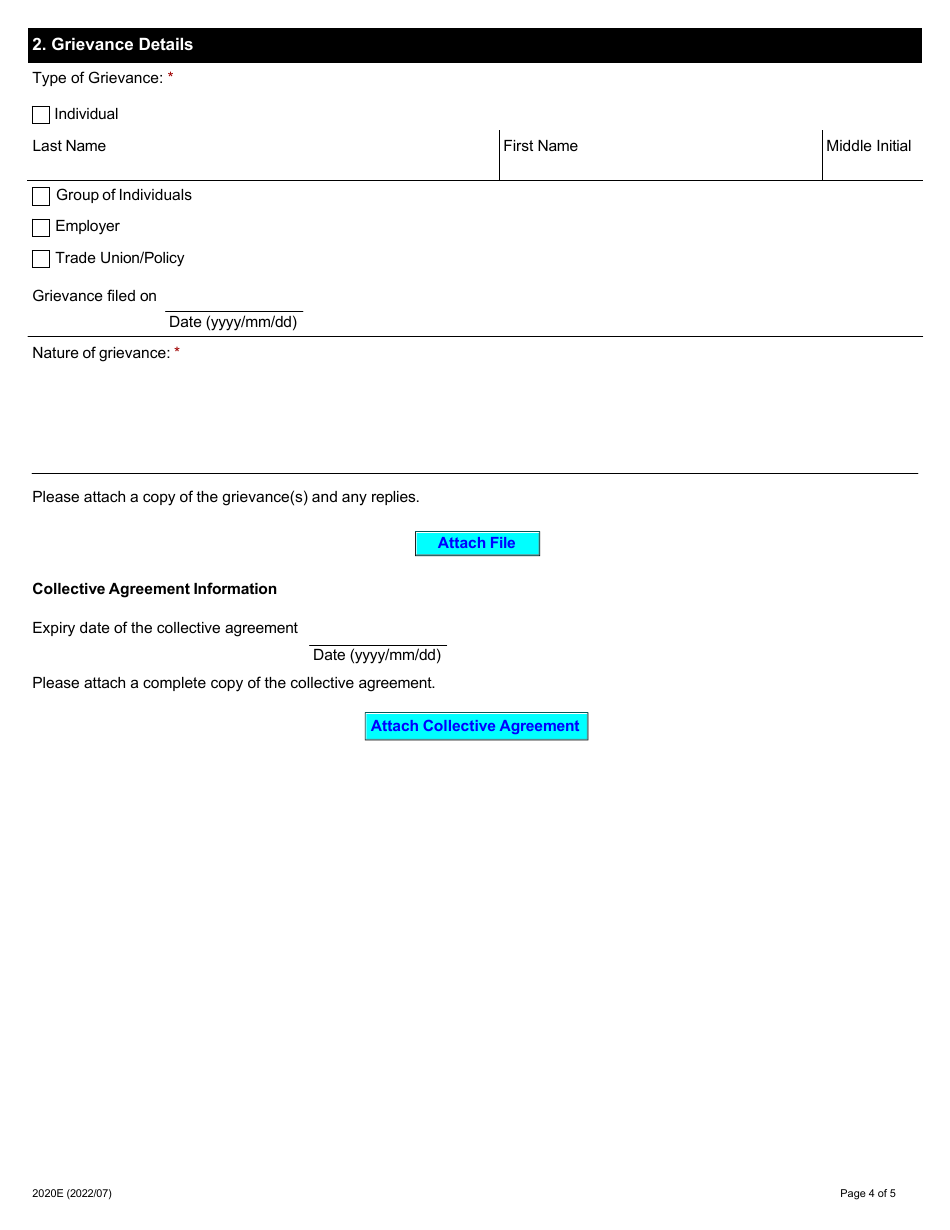 Form 2020E Request for Appointment of Single Arbitrator Under Section 49 (Expedited Arbitration) - Ontario, Canada, Page 4