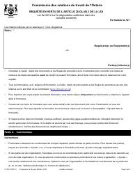 Document preview: Forme A-127 Requete En Vertu De L'article 28 Ou 45.1 De La Loi De 2014 Sur La Negociation Collective Dans Les Conseils Scolaires - Ontario, Canada (French)