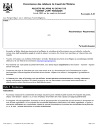 Document preview: Forme A-45 Requete Relative Au Defaut De Fournir L'etat Financier - Ontario, Canada (French)