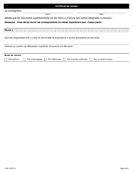 Forme A-24 Requete En Vertu De L&#039;article 69 Et/Ou Du Paragraphe 1 (4) De La Loi (Vente D&#039;une Entreprise Et/Ou Employeur Lie) - Ontario, Canada (French), Page 8