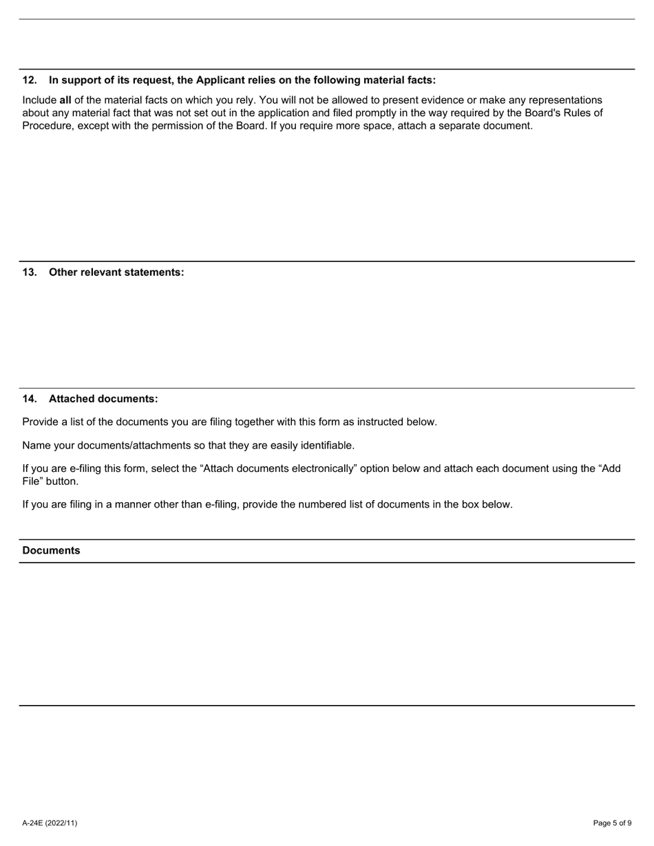 Form A-24 Application Under Section 69 and / or Subsection 1(4) of the Act (Sale of Business and / or Related Employer) - Ontario, Canada, Page 5