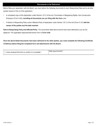 Form A-83 Application Under Section 127.2 of the Act (Termination of Bargaining Rights, Non-construction Employer) - Ontario, Canada, Page 7
