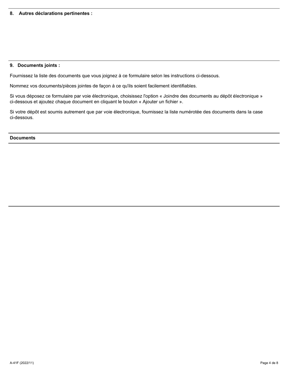 Forme A-41 Requete Relative a La Qualite Demploye - Ontario, Canada (French), Page 4