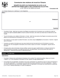 Document preview: Forme A-50 Requete En Vertu Du Paragraphe 58 (3) De La Loi (Expiration Prematuree D'une Convention Collective) - Ontario, Canada (French)