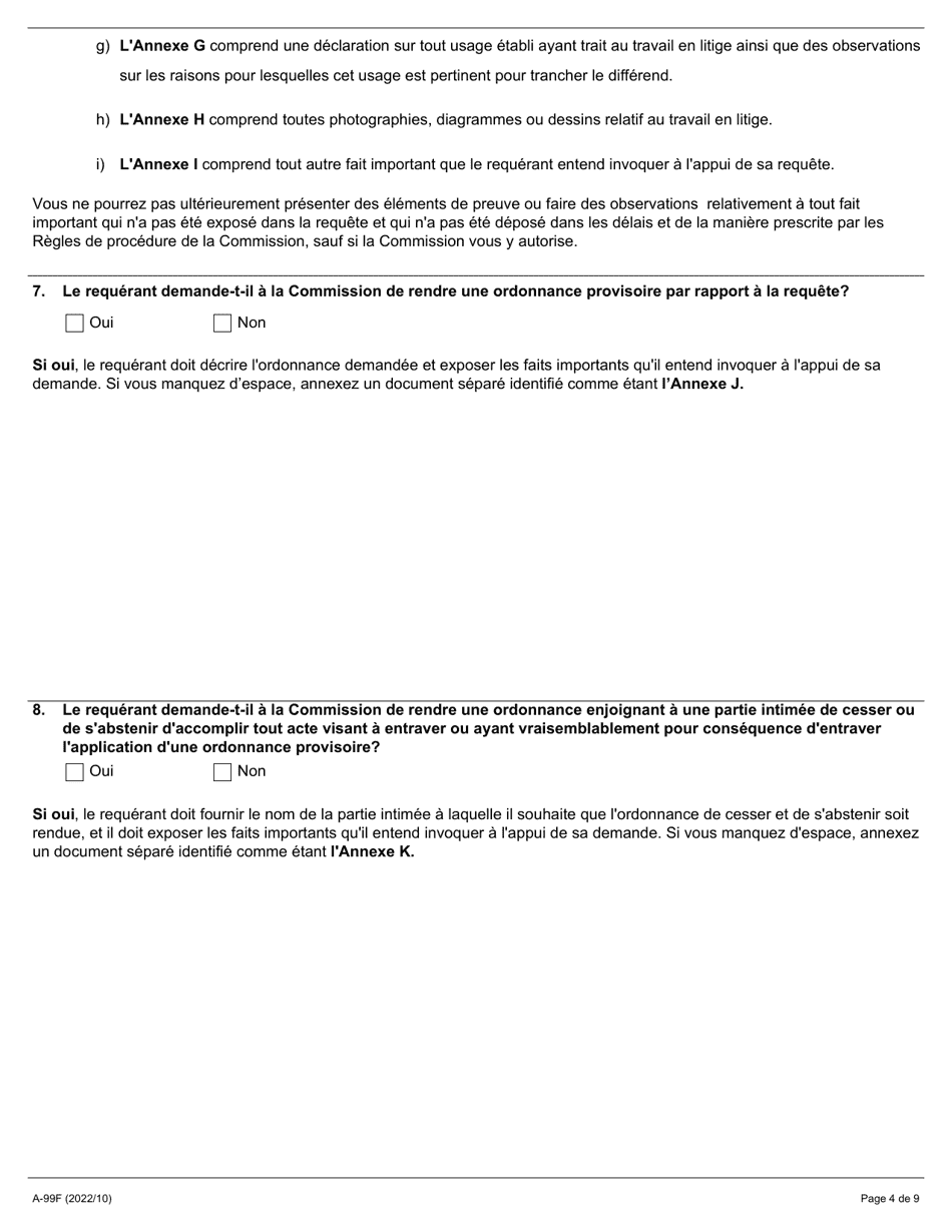 Forme A-99 Requete Relative a Un Conflit De Secteur Dans Lindustrie De La Construction - Ontario, Canada (French), Page 4