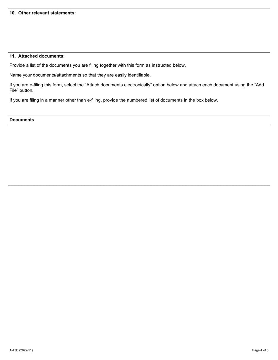 Form A-43 Application Regarding Failure to Comply With Terms of Settlement - Ontario, Canada, Page 4