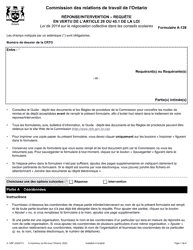Document preview: Forme A-128 Reponse/Intervention - Requete En Vertu De L'article 28 Ou 45.1 De La Loi - Ontario, Canada (French)