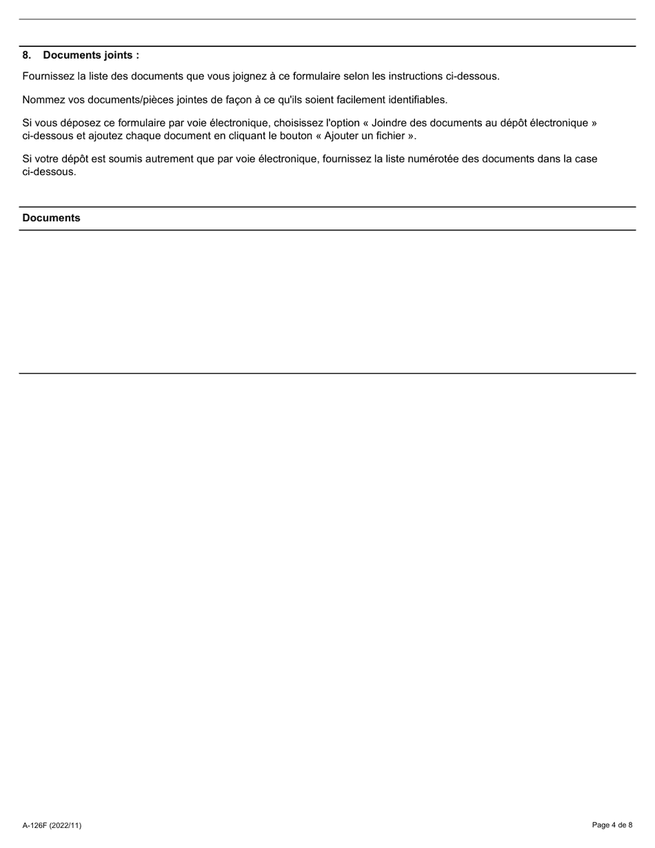 Forme A-126 Reponse / Intervention - Requete En Vertu De Larticle 25 Ou 26 De La Loi - Ontario, Canada (French), Page 4