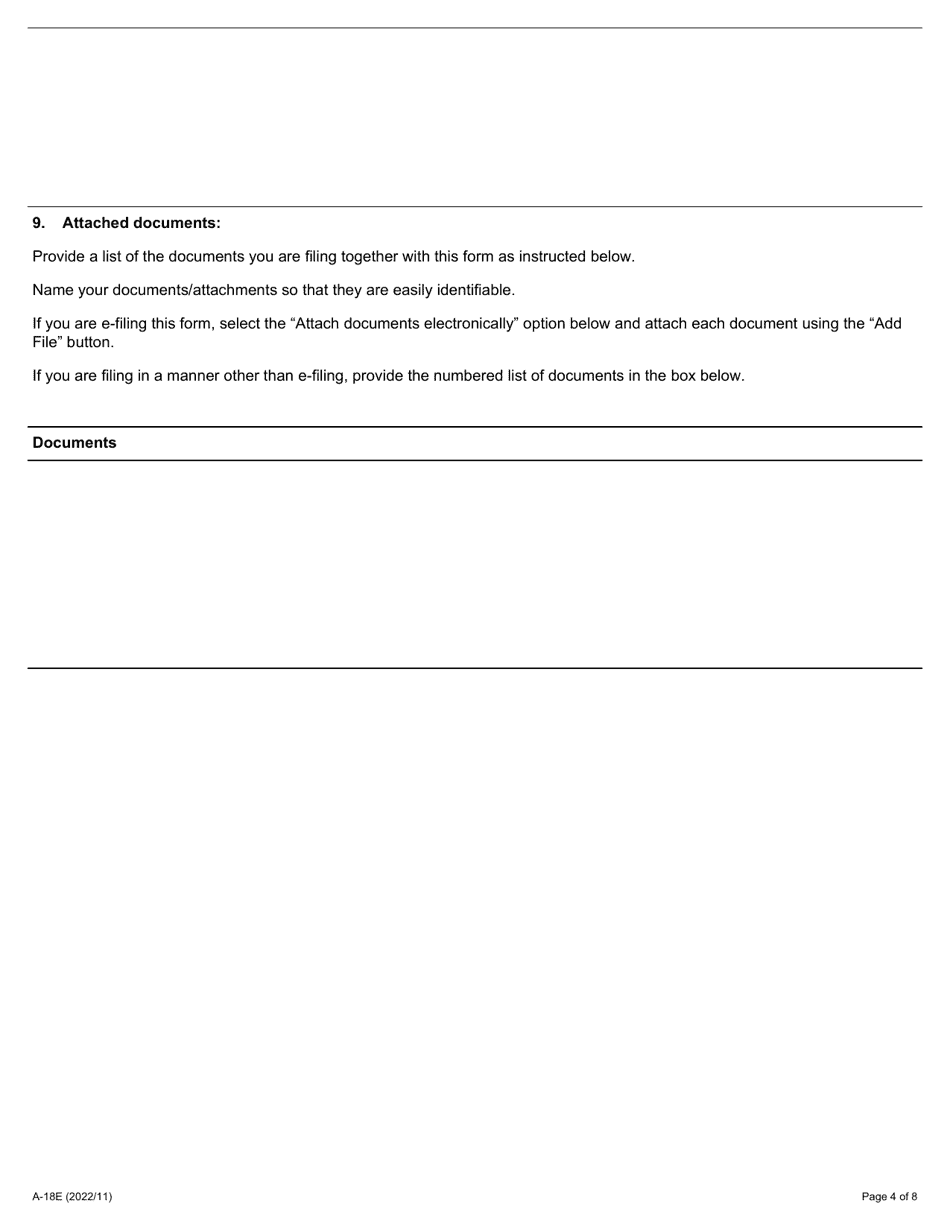 Form A-18 Response / Intervention - Application for Right of Access - Ontario, Canada, Page 4
