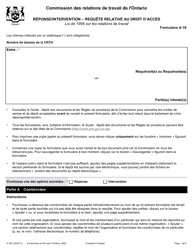 Document preview: Forme A-18 Reponse/Intervention - Requete Relative Au Droit D'acces - Ontario, Canada (French)