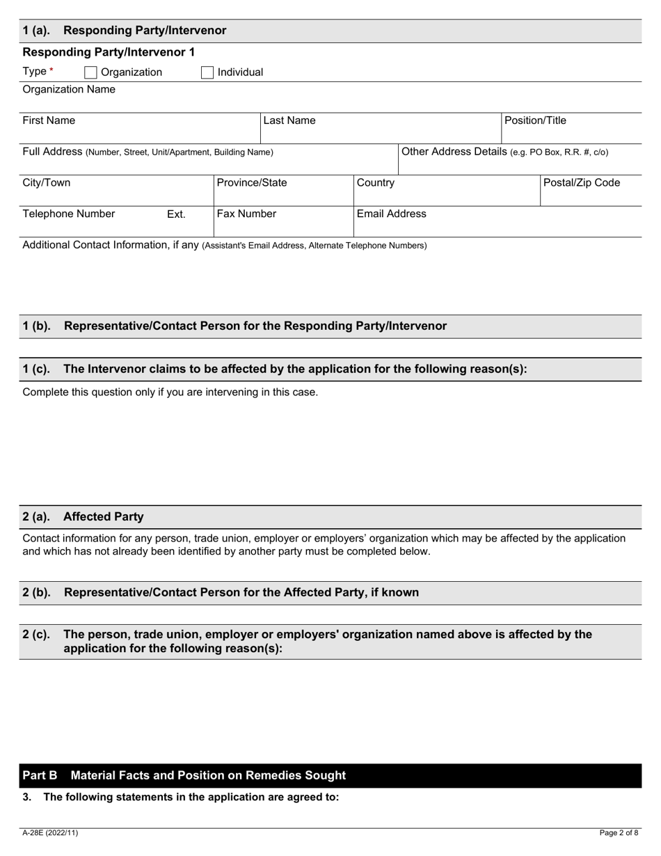Form A-28 Response / Intervention - Application for Consent to Institute Prosecution - Ontario, Canada, Page 2