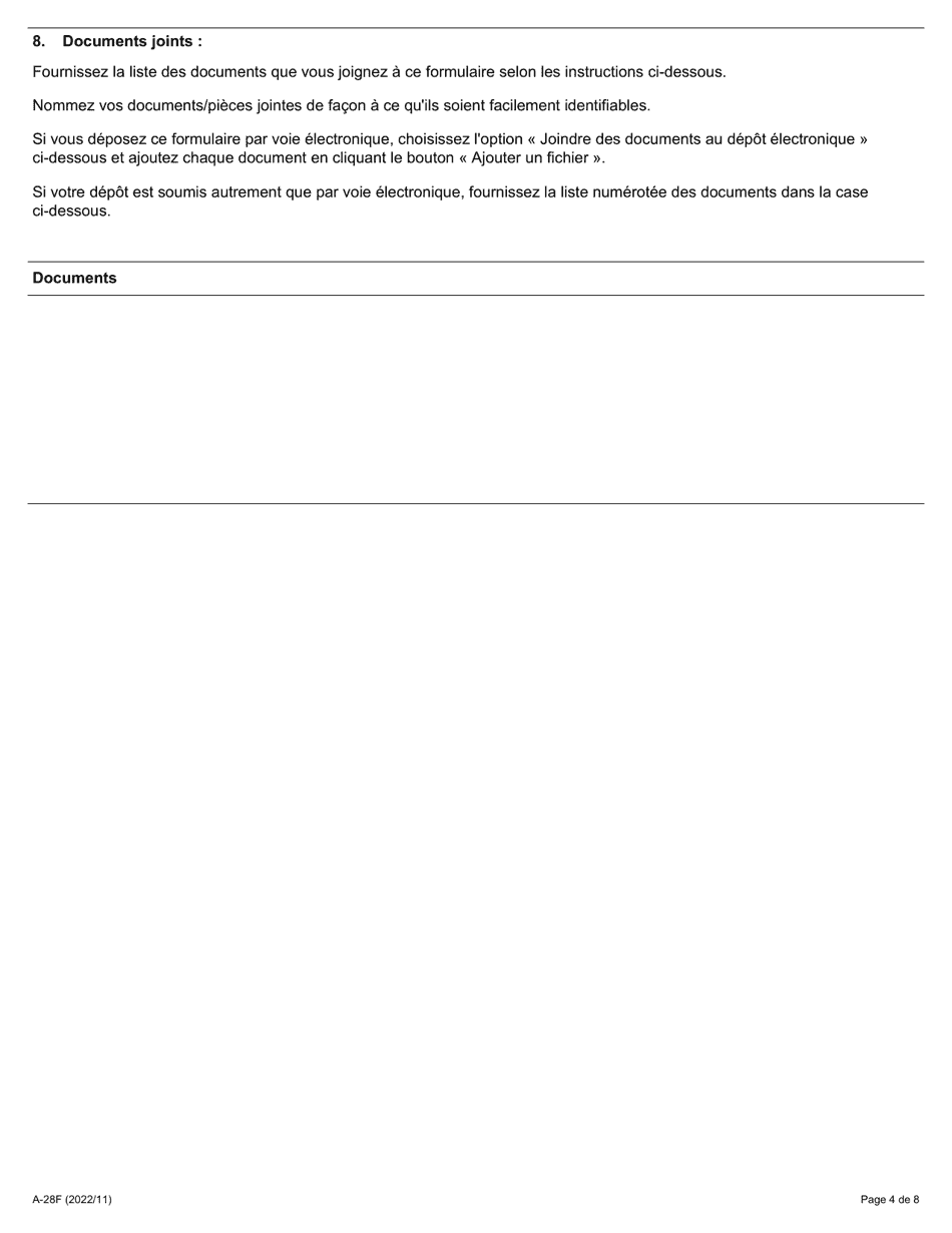 Forme A-28 Reponse / Intervention - Requete En Vue Dobtenir Lautorisation Dintroduire Une Poursuite - Ontario, Canada (French), Page 4