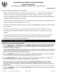 Forme A-114 Requete En Revision - Ontario, Canada (French)