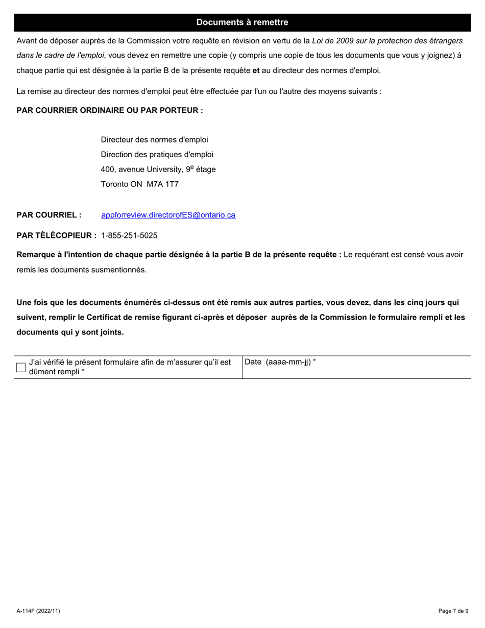 Forme A-114 Requete En Revision - Ontario, Canada (French), Page 7