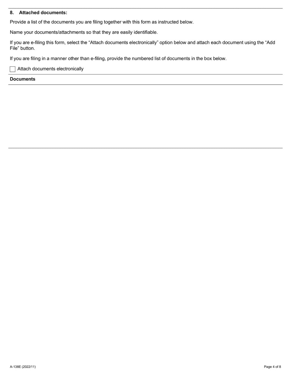 Form A-138 Response / Intervention - Application Under Section 20 or 20.1 of the Act - Ontario, Canada, Page 4