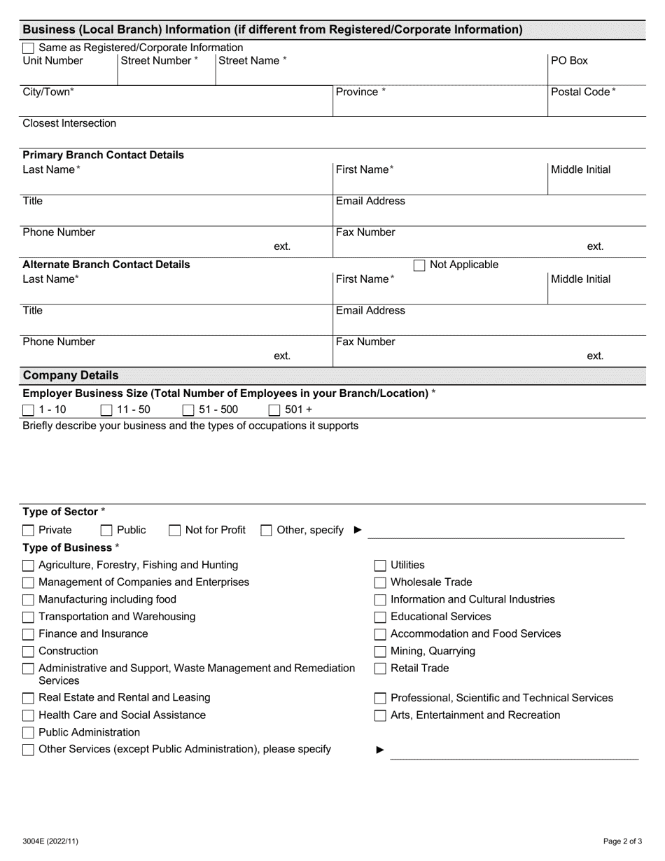 Form 3004E - Fill Out, Sign Online and Download Fillable PDF, Ontario ...