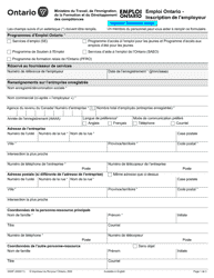 Forme 3004F Emploi Ontario - Inscription De L&#039;employeur - Ontario, Canada (French)