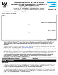 Forme A-36 Reponse/Intervention - Requete Relative a La Derogation En Raison De Convictions Religieuses - Ontario, Canada (French)