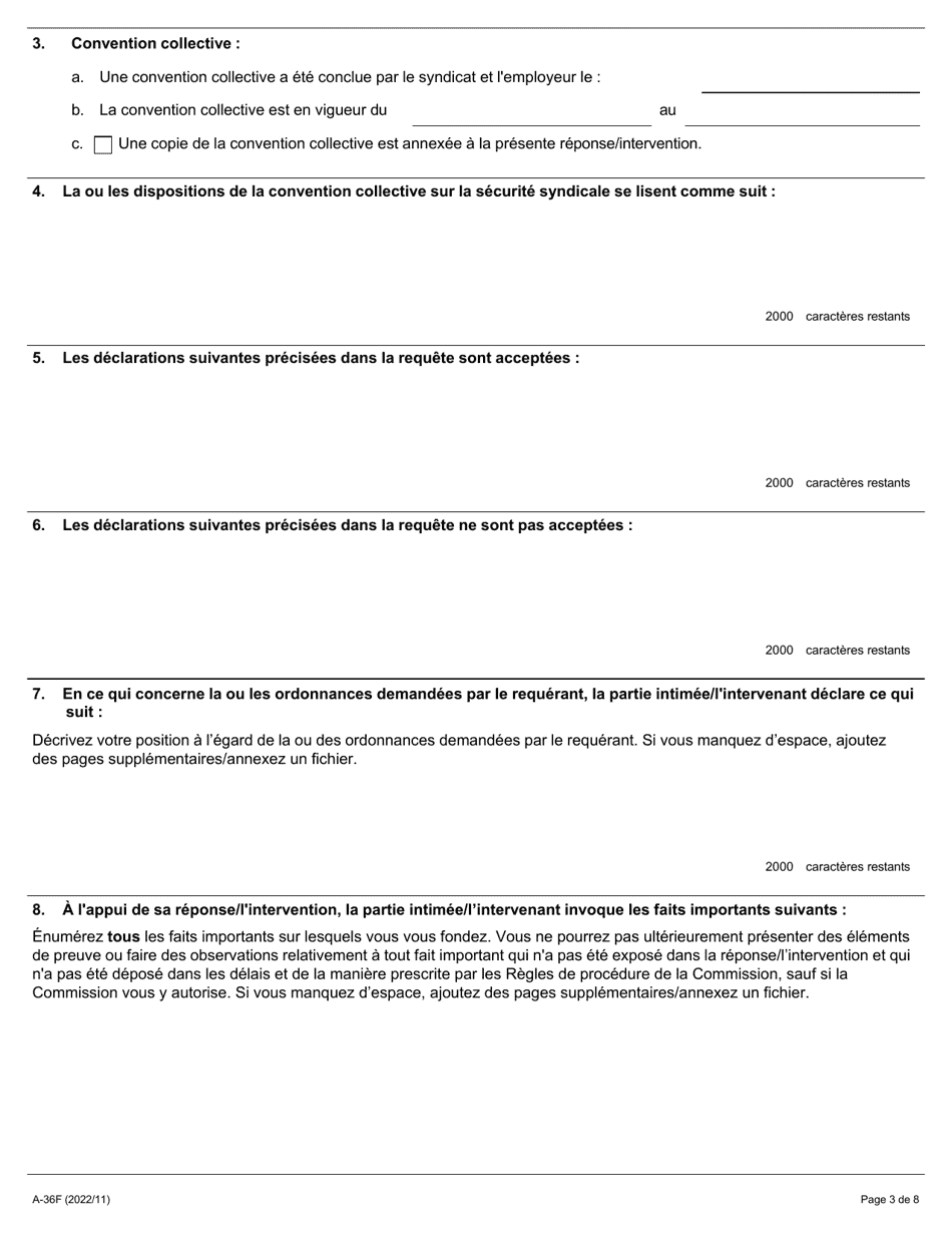 Forme A-36 Reponse / Intervention - Requete Relative a La Derogation En Raison De Convictions Religieuses - Ontario, Canada (French), Page 3