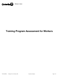 Document preview: Form 1931E Training Program Assessment for Workers - Ontario, Canada