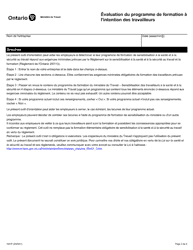 Forme 1931F Evaluation Du Programme De Formation a L&#039;intention DES Travailleurs - Ontario, Canada (French), Page 2