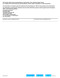 Form 0200E Request for Information - Non-union Employee Applicant - Ontario, Canada, Page 4