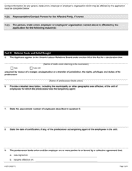Form A-21 Application for Declaration Concerning Status of Successor Trade Union - Ontario, Canada, Page 3