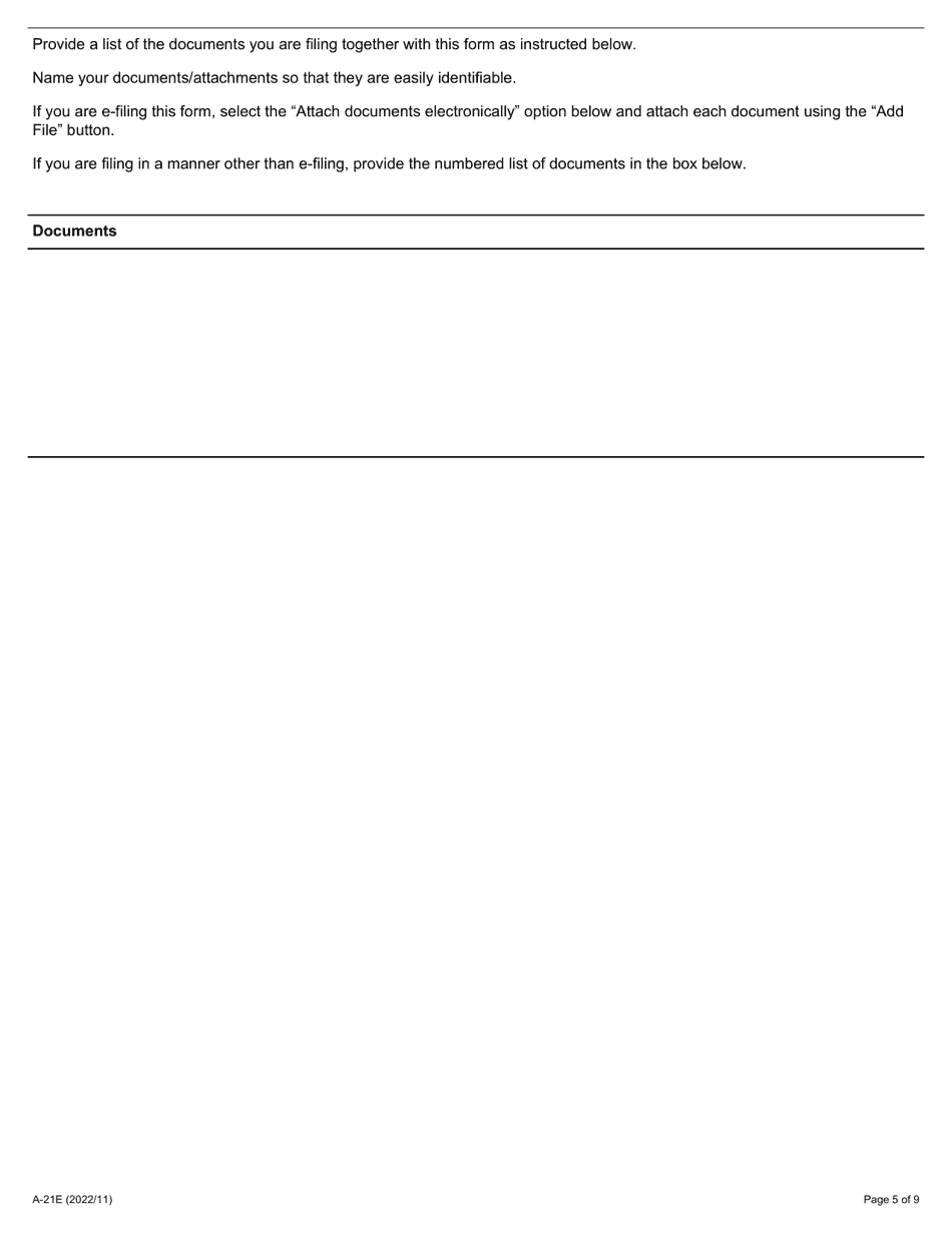 Form A-21 Application for Declaration Concerning Status of Successor Trade Union - Ontario, Canada, Page 5