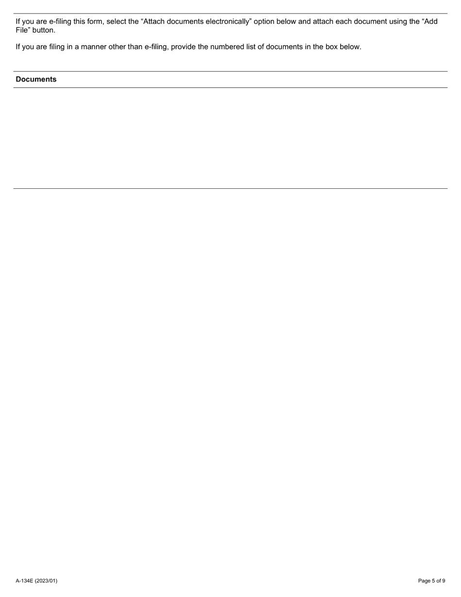 Form A-134 Application for Review of a Notice of Contravention - Ontario, Canada, Page 5