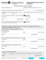 Document preview: Forme 12-0269F Contrat D'apprentissage Enregistre - Modification - Ontario, Canada (French)