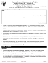 Document preview: Forme A-90 Requete En Vertu De La Partie IV De La Loi De 1993 Sur La Negociation Collective DES Employes De La Couronne - Ontario, Canada (French)
