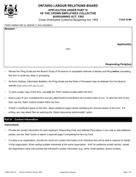 Form A-90 Application Under Part IV of the Crown Employees Collective Bargaining Act, 1993 - Ontario, Canada