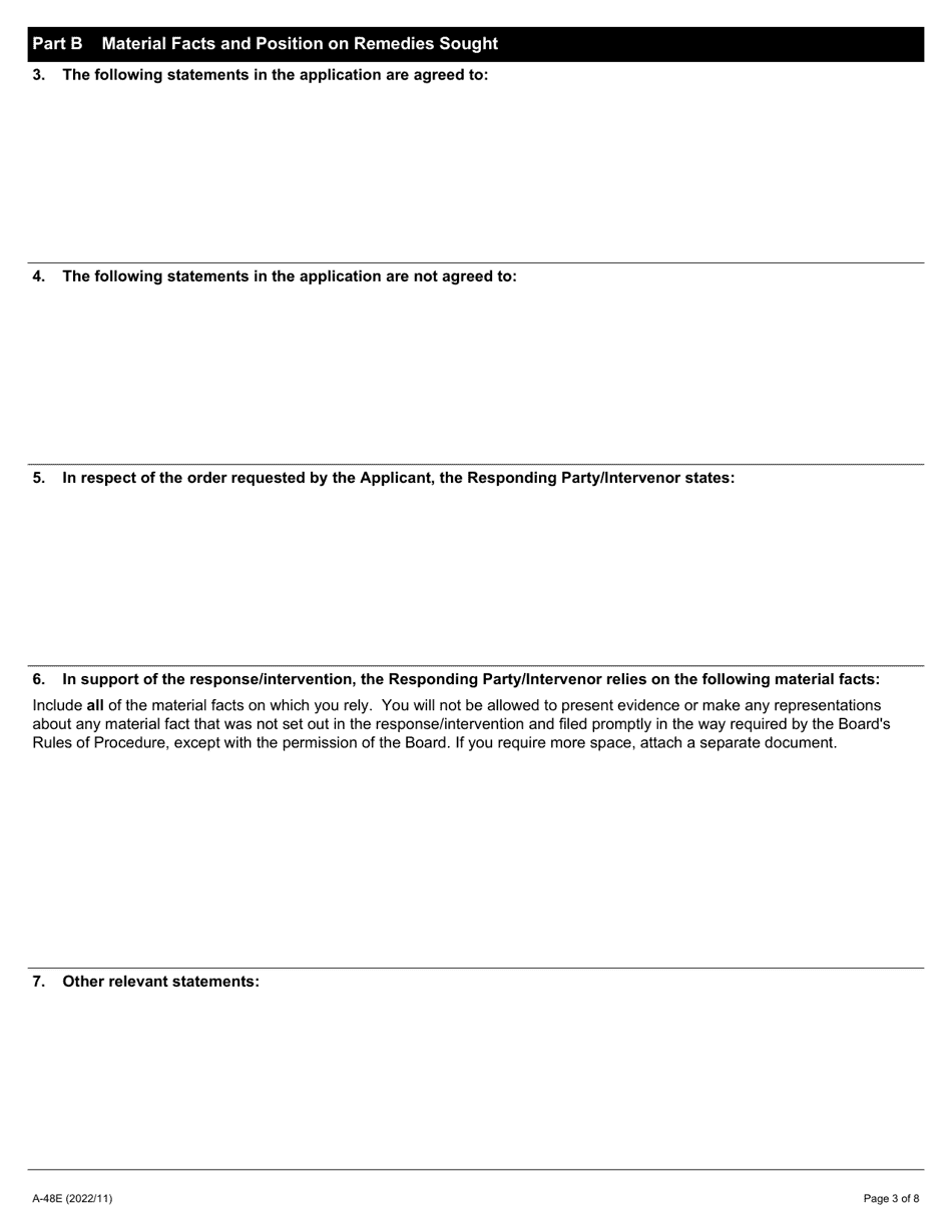 Form A-48 Response / Intervention - Application Concerning Inadequate Financial Statement - Ontario, Canada, Page 3