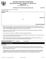 Document preview: Form A-88 Response/Intervention - Referral of Grievance to Arbitration - Ontario, Canada