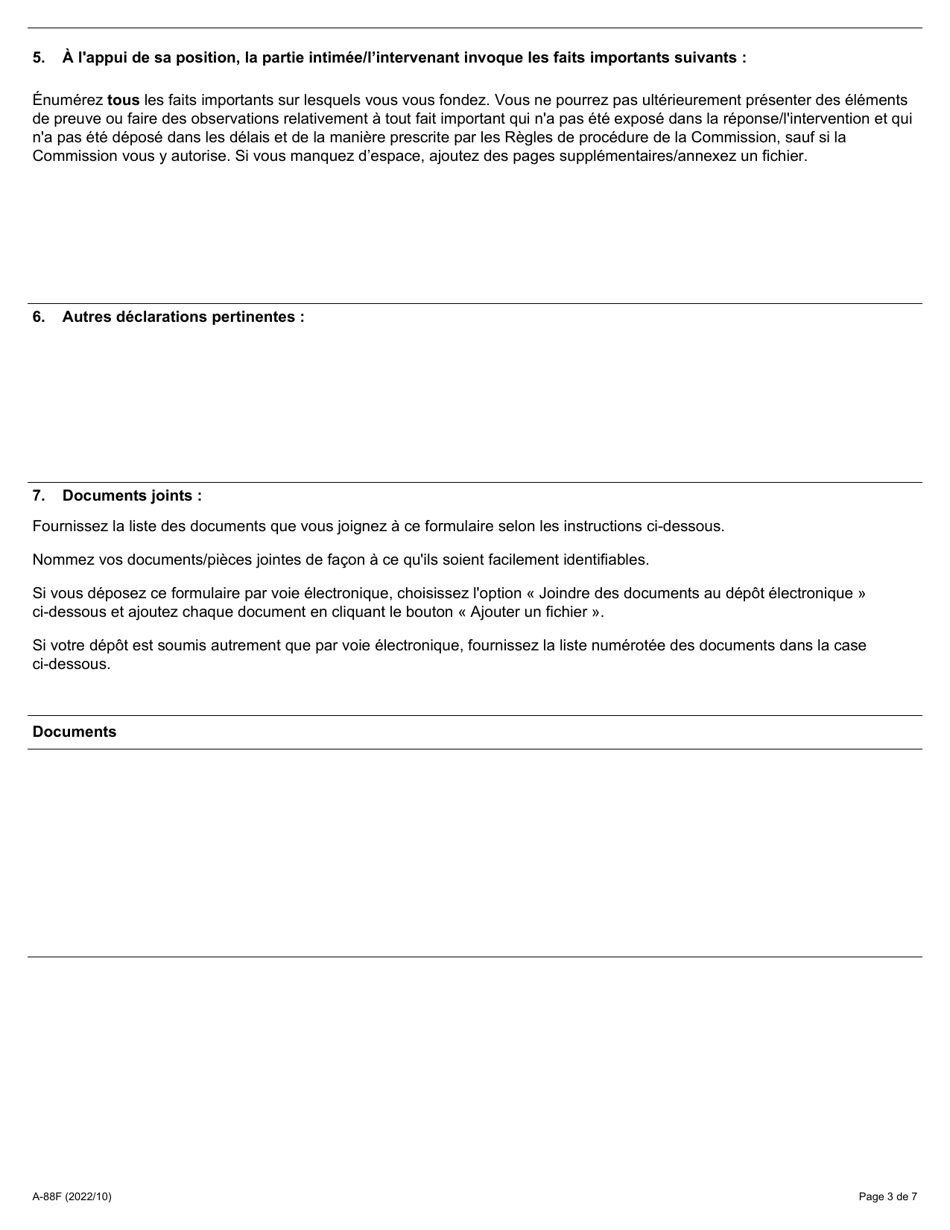Forme A-88 Reponse / Intervention - Renvoi Dun Grief a Larbitrage - Ontario, Canada (French), Page 3