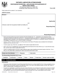 Form A-68 Response/Intervention - Application for Suspension of Inspector&#039;s Order - Ontario, Canada
