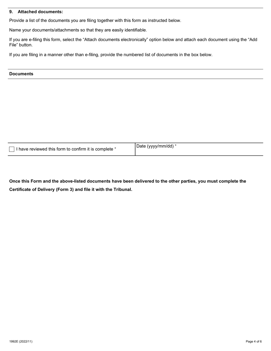 Form 2 (1992E) Response - Ontario, Canada, Page 4