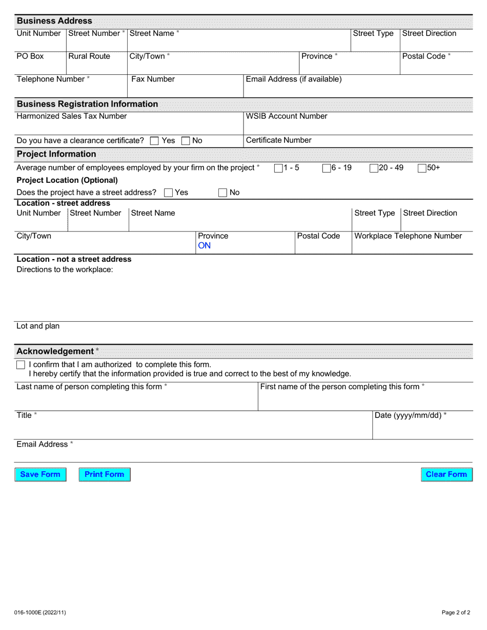 Form 016-1000E Download Fillable PDF or Fill Online Registration of ...