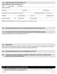 Form A-12 Response/Intervention - Application for Termination of Bargaining Rights Under Section 64, 65 or 66 of the Act - Ontario, Canada, Page 2