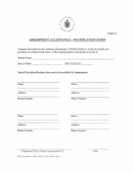 Document preview: Form E Amendment Acceptance - Notification Form - Alabama