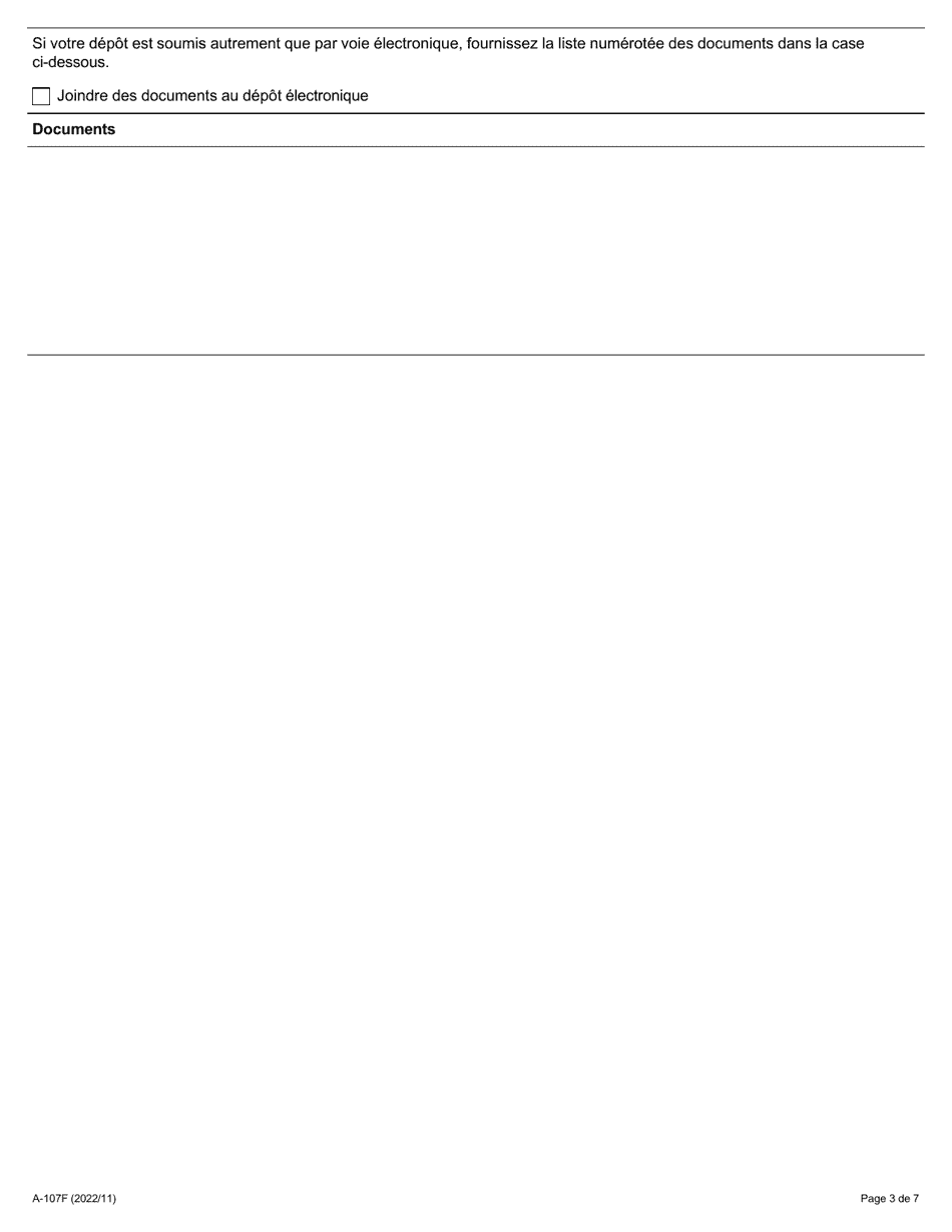 Forme A-107 Avis Dune Question Constitutionnelle - Ontario, Canada (French), Page 3