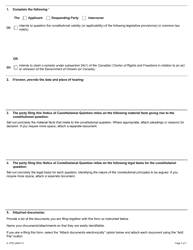 Form A-107 Notice of Constitutional Question - Ontario, Canada, Page 2