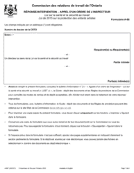 Document preview: Forme A-66 Reponse/Intervention - Appel D'un Ordre De L'inspecteur - Ontario, Canada (French)
