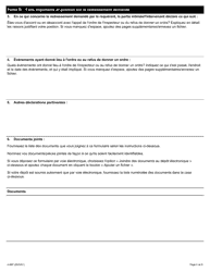 Forme A-66 Reponse/Intervention - Appel D&#039;un Ordre De L&#039;inspecteur - Ontario, Canada (French), Page 4
