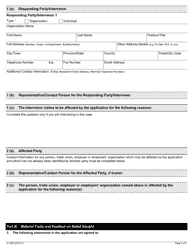 Form A-102 Response/Intervention - Application Under Section 6, 9, 10, 11, 18 or 23 of the Ambulance Services Collective Bargaining Act, 2001 - Ontario, Canada, Page 2